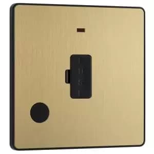 BG Evolve Brushed Brass 13A Unswitched Fused Connection Unit with Power LED Indicator & Flex Outlet