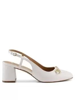 Dune London Cassie Snaffle Open Court - White Leather, White, Size 3, Women