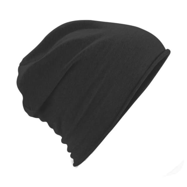 Beechfield Beechfield Plain Jersey Beanie Hat in Black One Size Unisex 5054171892273
