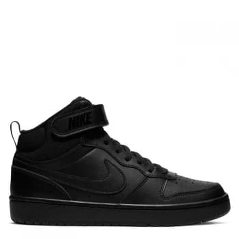 Nike Court Borough Mid 2 Big Kids Shoe - BLACK/BLACK-BLACK