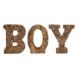 Hand Carved Wooden Geometric Letters Boy