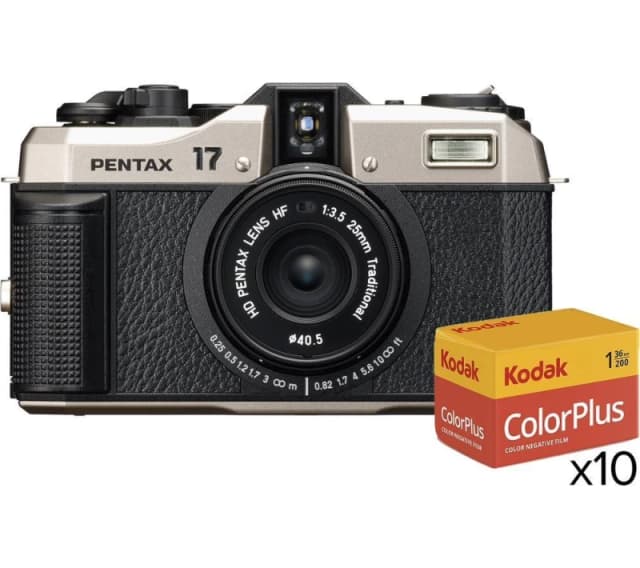 PENTAX 17 Compact Film Camera with Kodak Film - Pack of 10, Black,Silver/Grey 5055189048157