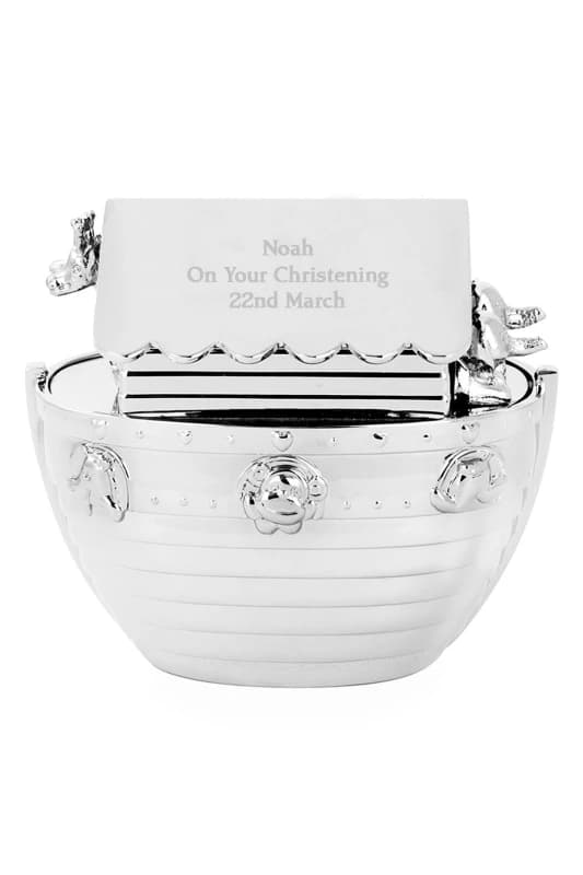 Personalised Memento Company Personalised Silver Noahs Ark Money Box Metallic Silver