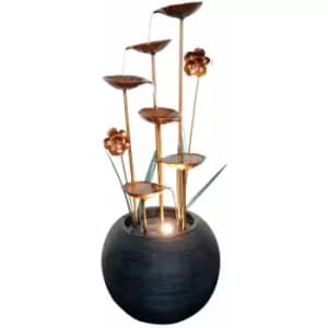 Tranquility Water Features - Zinc Flower & Bowl Solar Powered Water Feature