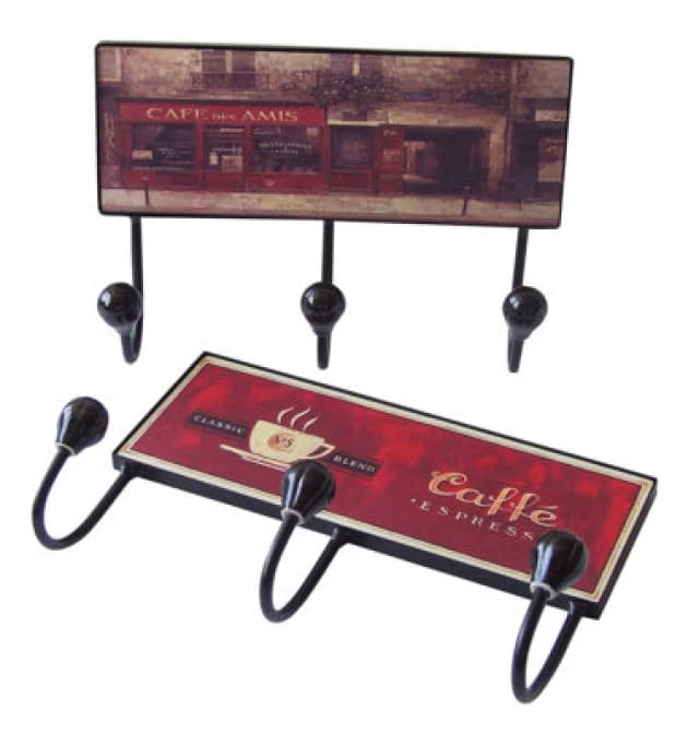 Premier Housewares 2 Assorted Cafe Designs 3 Hook Hanger Multi