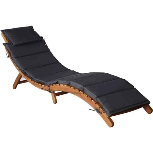 VIDAXL Sun Lounger with Dark Grey Cushions Solid Wood Acacia Vidaxl 8720845762988