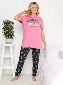 Yours You Grow Girl Tapered Pj Set, Black, Size 14-16, Women