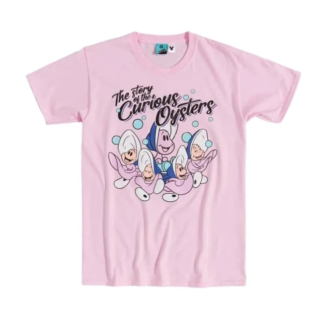 Alice In Wonderland Mens The Story Of The Curious Oysters T-Shirt in Pink Size: XL Pink Male XL