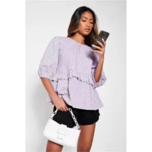 I Saw It First Lilac Polka Dot Smock Top - Purple