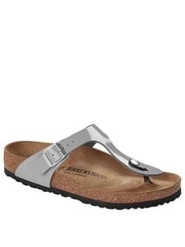 Birkenstock Gizeh Patent Alloy Flip Flop - Silver, Size 6, Women