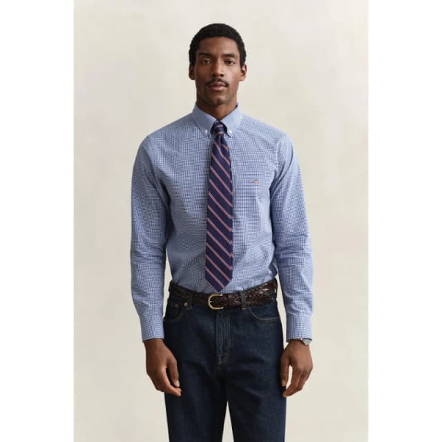 Gant Mens Gingham Long Sleeve Patterned Shirt Collge Blue 436 male S