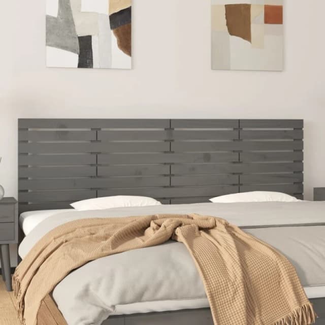 Vidaxl Wall Headboard Grey 206X3X63cm Solid Wood Pine, Grey 824720
