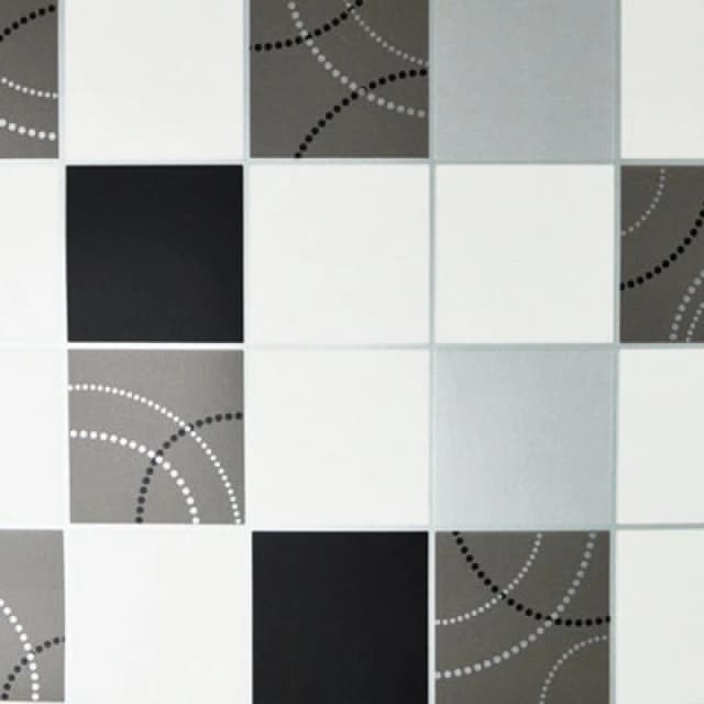 Debona Dotty Tiles Black & Silver Wallpaper 2670