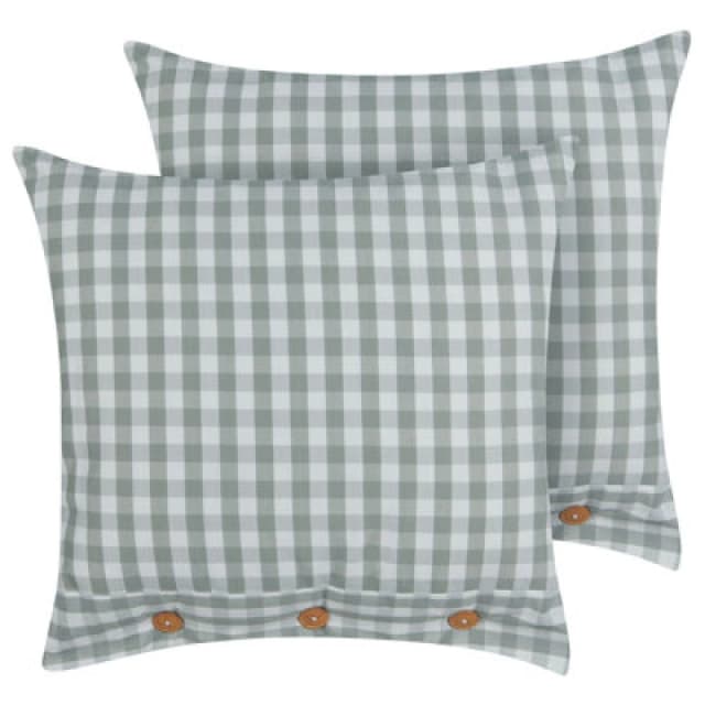 Beliani Set Of 2 Decorative Cushions Talya 45 X 45cm Mint Green Checked