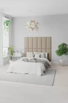 EasyMount Wall Mounted Upholstered Panels, Modular DIY Headboard in Eire Linen Fabric (Pack of 8)