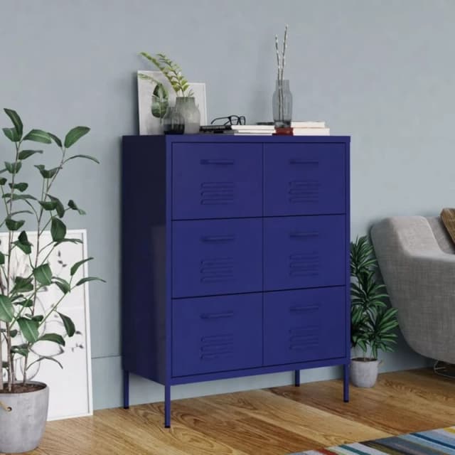 VIDAXL Drawer Cabinet Navy Blue 80x35x101.5cm Steel Vidaxl 8720286564578