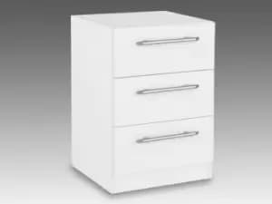 Harmony Angel White High Gloss 3 Drawer Bedside Cabinet Flat Packed