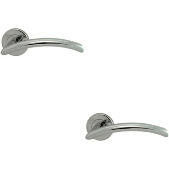 Loops 2x PAIR Oval Shaped Arched Bar Handle Concealed Fix Round Rose Polished Chrome Multi