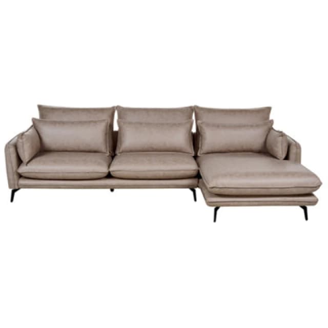 Beliani Corner Sofa 3 Seater Gallo Faux Suede Light Brown Left Hand