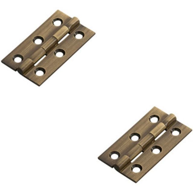 Loops 2x PAIR 50 x 28 x 1.5mm Cabinet Hinge Antique Brass Small Cupboard Door Metallics