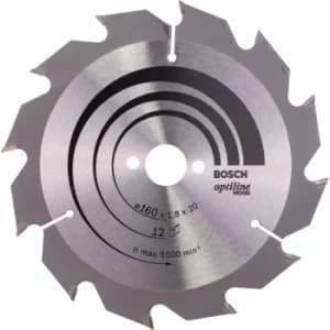 Bosch Optiline Wood Cutting Saw Blade 160mm 12T 20mm