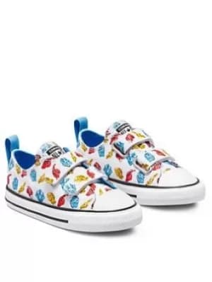 Converse Chuck Taylor All Star Mini Dinosaurs 2v Ox Infant Trainer, White/Red, Size 5