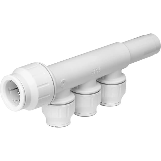 John Guest 22mm x 15mm 3 Port Manifold With Stem PEM582215BWP White
