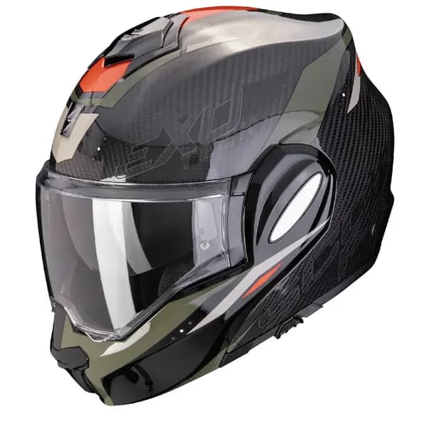 Scorpion Exo-Tech Evo Carbon Rover Black Green Modular Helmet XS
