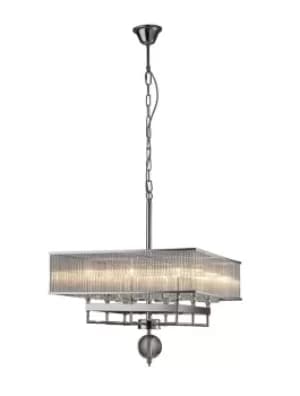Vanessa Ceiling Pendant Square 8 Light Polished Chrome, Crystal