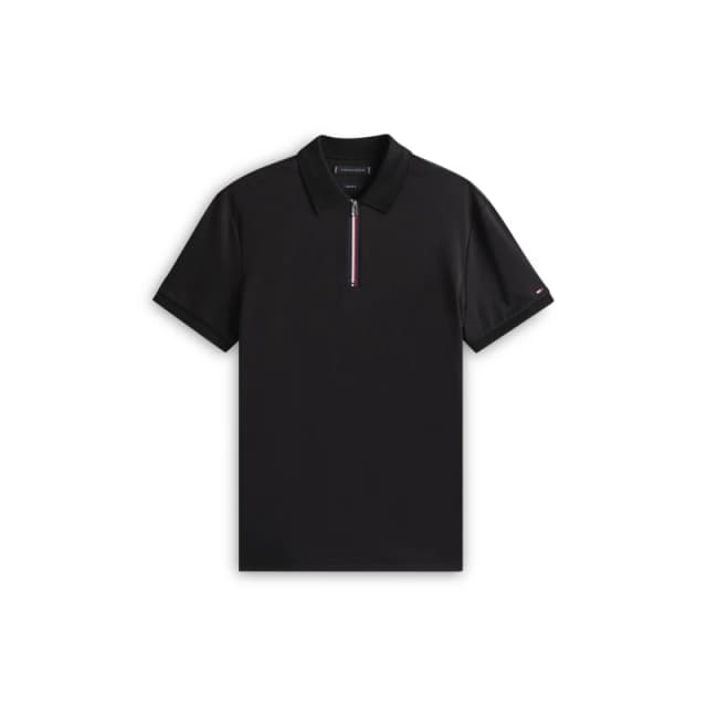Tommy Hilfiger Signature Zip Placket Polo Shirt Black BDS male S