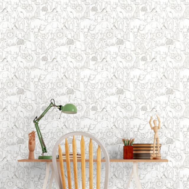 Hoopla Walls Animal Doodle Smoke 10M Wallpaper