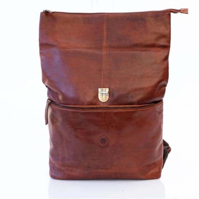 PRIMEHIDE 'Orion' Leather Mens Rolltop Rucksack Tan