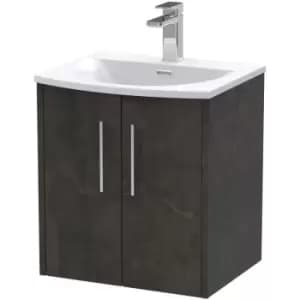 Hudson Reed Juno Wall Hung 2-Door Vanity Unit with Basin 4 500mm Wide - Metallic Slate