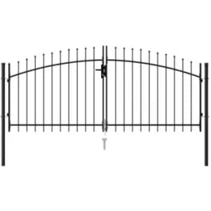 Fence Gate Double Door with Spike Top Steel 3x1.25 m Black Vidaxl Black