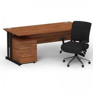 Impulse 1600800 Black Cant Desk Walnut 2 Dr Mobile Ped & Chiro