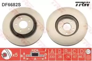 TRW Brake disc Vented DF6682S Brake rotor,Brake discs MERCEDES-BENZ,C-Klasse Limousine (W203),C-Klasse T-modell (S203),CLK (C209)