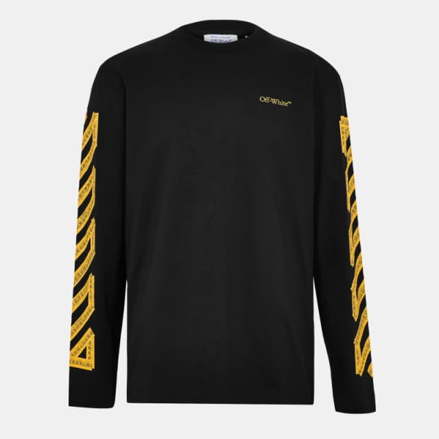 Off White Mens Arrow Skate Long Sleeve T-Shirt Black-Citrus male XS