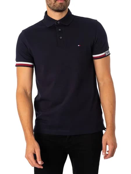 Monotype Flag Cuff Slim Polo Shirt