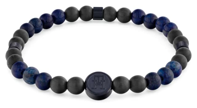 Tommy Hilfiger mens Black and blue IP lapis carbon fibre reinforced polymer beaded bracelet One Size Male