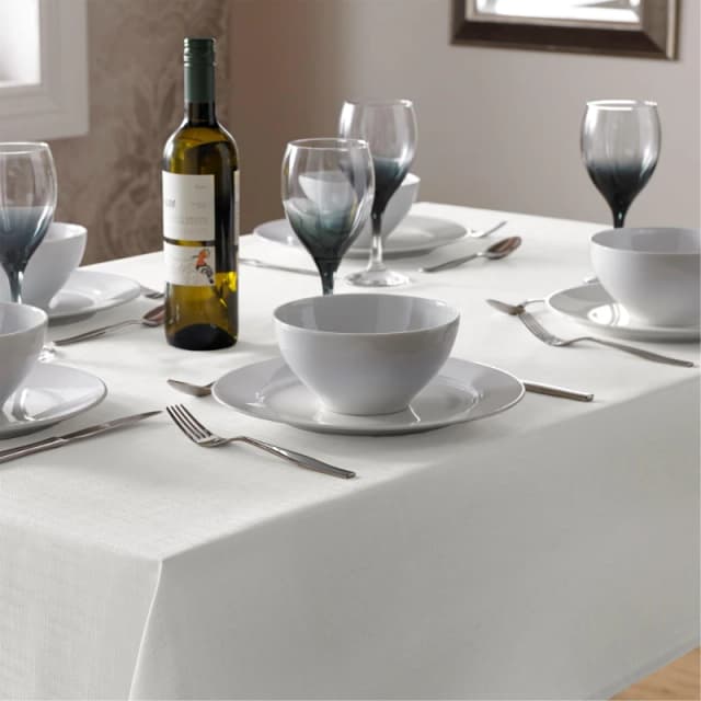 Alan Symonds Durable Easy-Care Fade-Resistant Linen-Look Tablec - White White 135x180cm