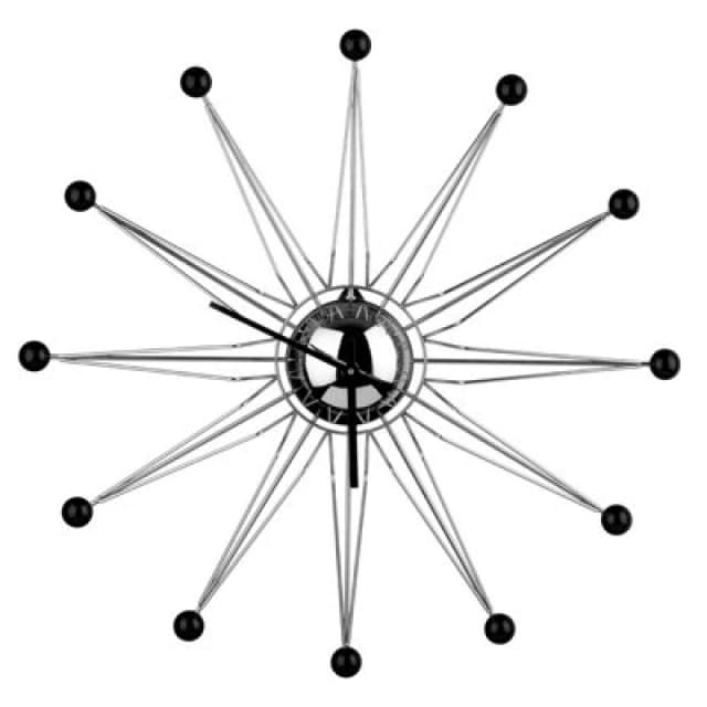 Premier Housewares Interiors by Premier Metal and Black Plastic Balls Wall Clock Silver