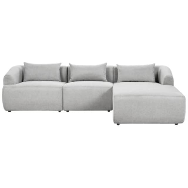Beliani Corner Sofa 3 Seater Svansele Fabric Grey Left Hand