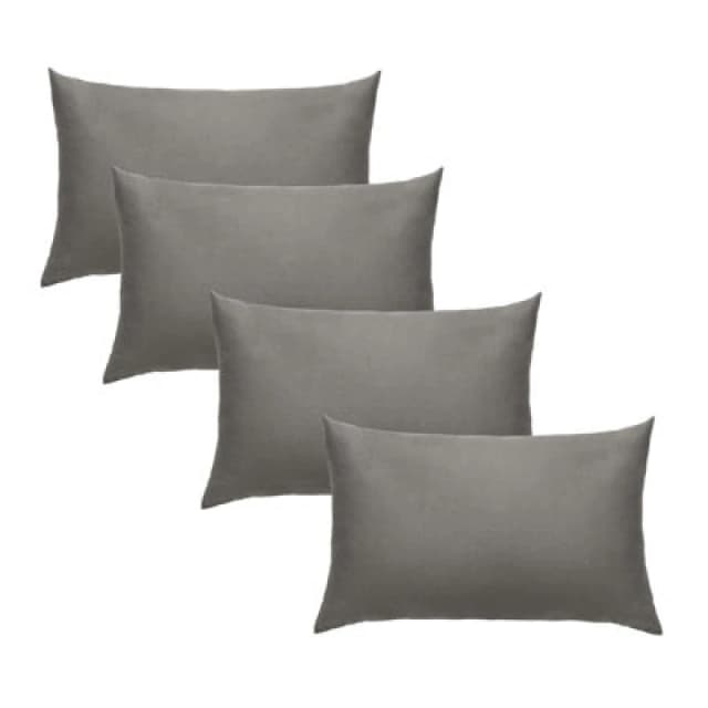 OHS OHS 4 x Soft Polycotton Housewife Pillowcase Set in Charcoal Charcoal One Size Unisex 5027434156443