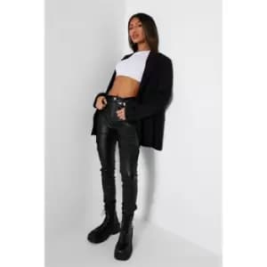 I Saw It First Denim Coated Cargo Jogger Jeans - Black