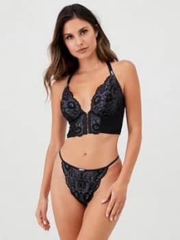 Pour Moi Opulence Front Fastening Bralette - Black/Slate