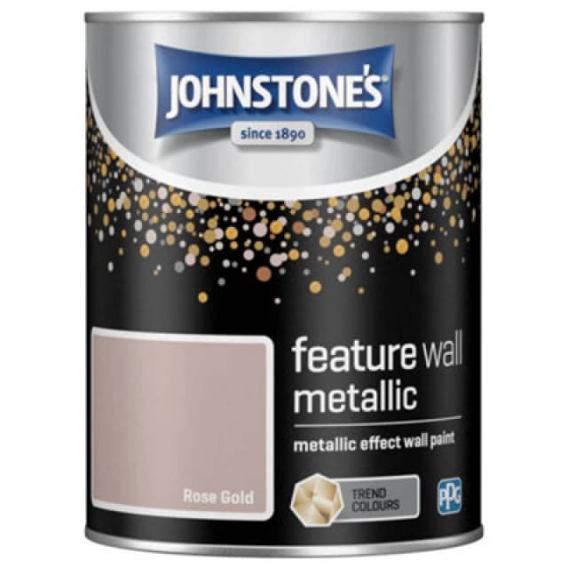JOHNSTONE'S Interior Feature Wall Metallic Rose Gold 1.25ltr - Rose Gold - Johnstone's 5010426809670
