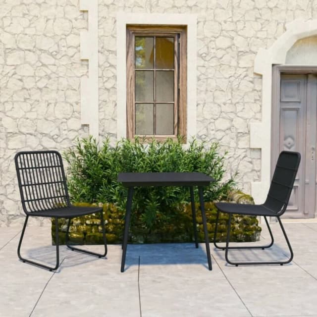 VIDAXL 3 Piece Outdoor Dining Set Poly Rattan and Glass Vidaxl 8720286241653