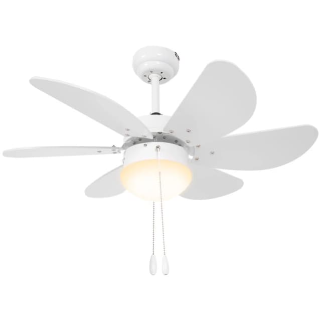 HOMCOM Mounting Reversible Ceiling Fan with Light, Pull-chain Switch, Brown White - Homcom 5056725502478