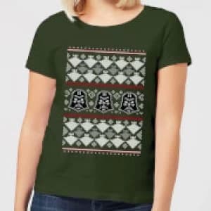 Star Wars Imperial Darth Vader Womens Christmas T-Shirt - Forest Green - L