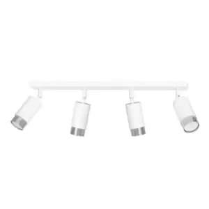Hiro White/Chrome Ceiling Spotlight Bar 4x GU10